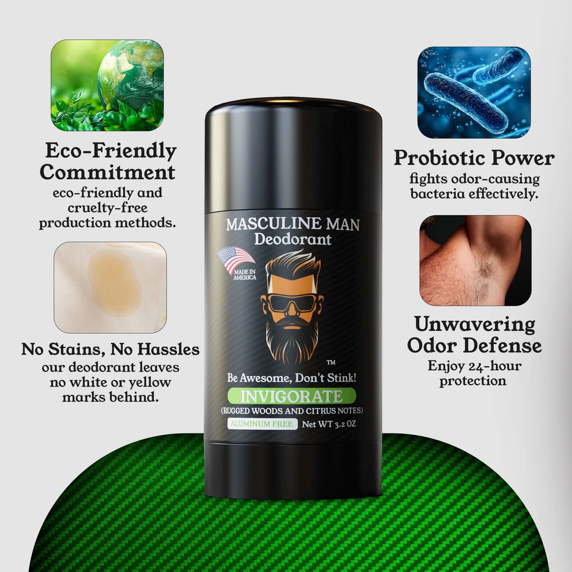 Masculine Man INVIGORATE Natural Deodorant – 2 Pack