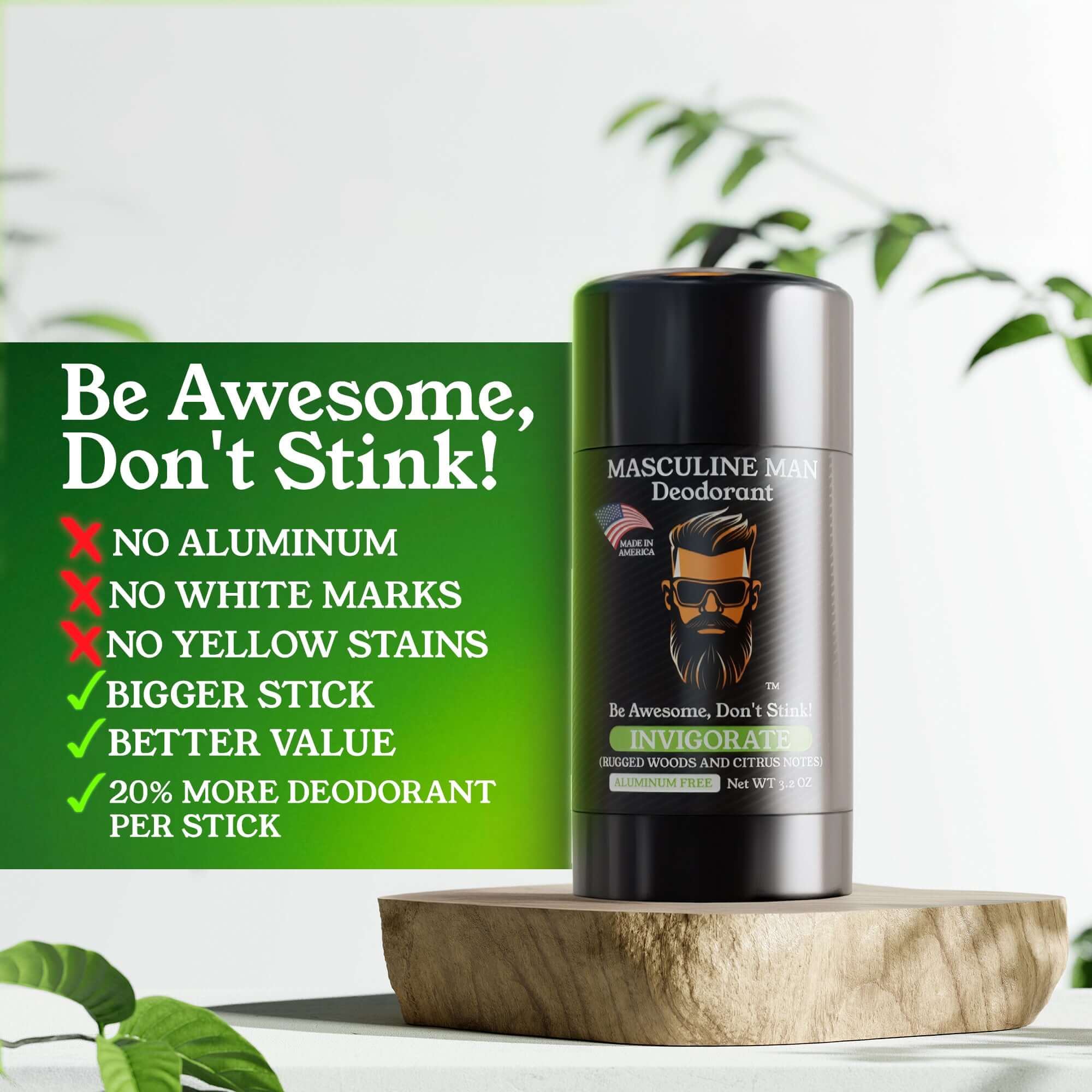 Masculine Man INVIGORATE Natural Deodorant – 2 Pack