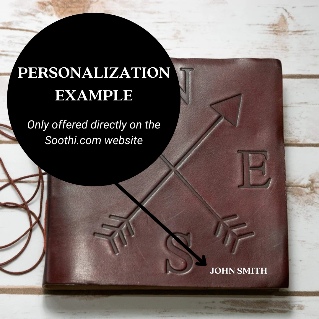 Compass 7x7 Leather Journal | Embossed Square Sketchbook & Diary