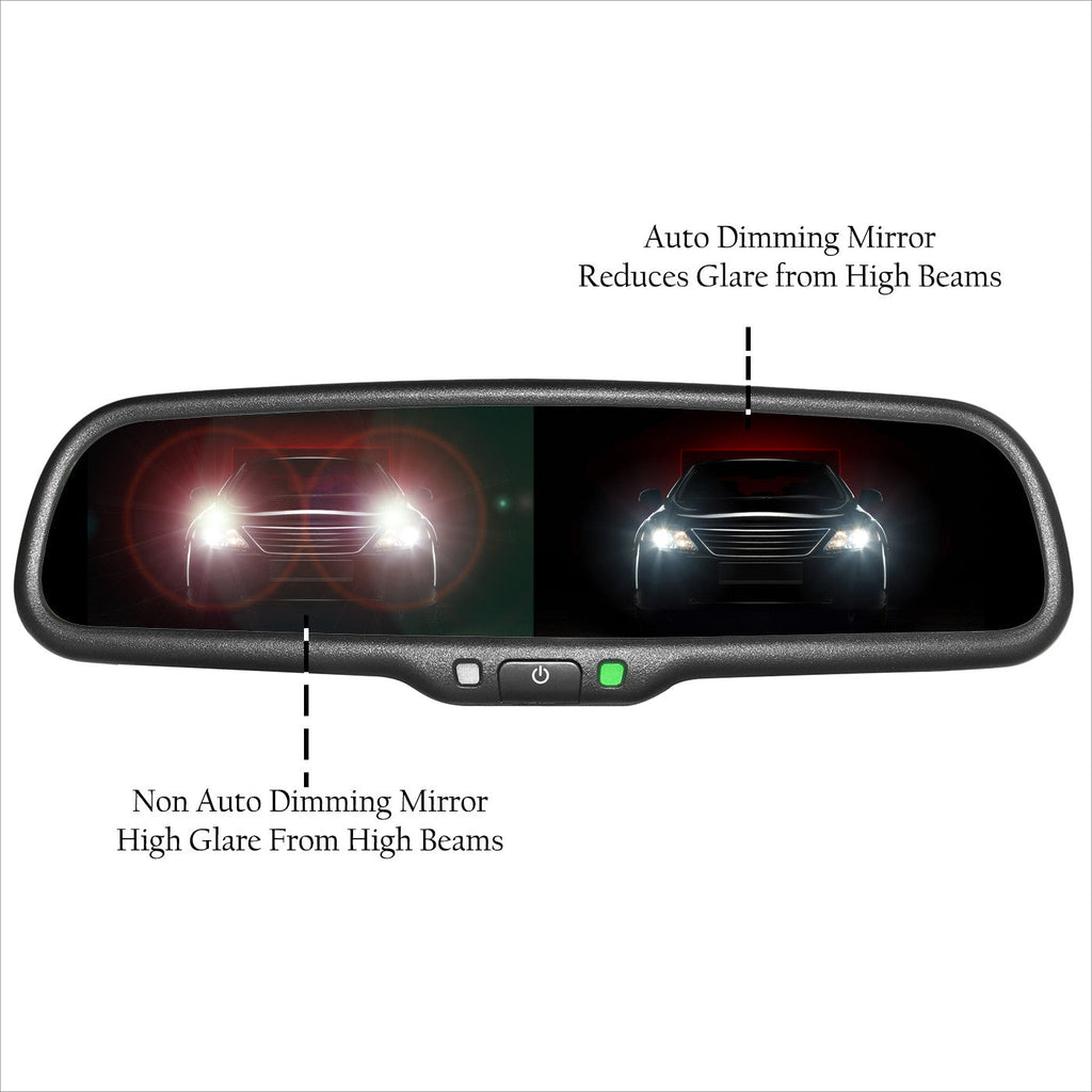 Master Tailgaters 10.5" Rear View Mirror with 4.3" LCD Screen + Dimming + Adjustable Guide Lines + Compass & Temperature