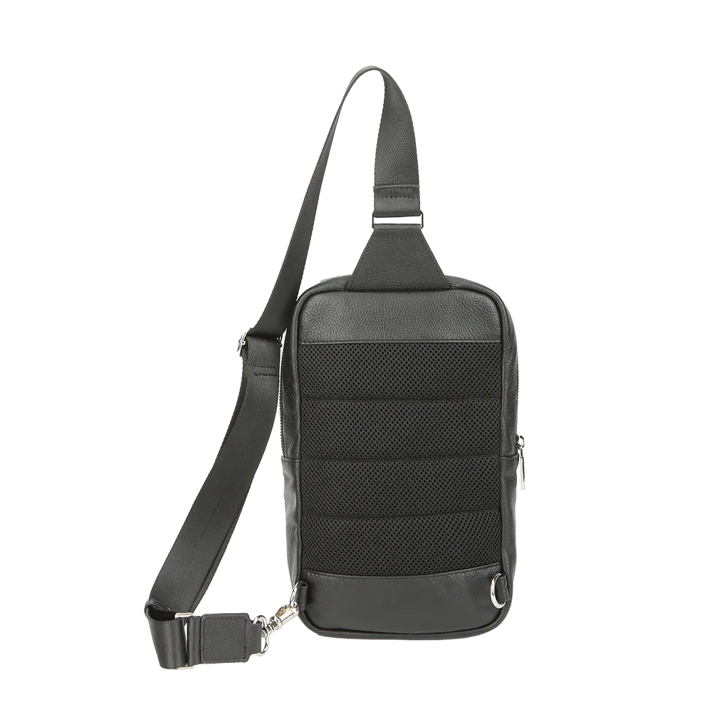 Black Full-Grain Leather Sling Bag