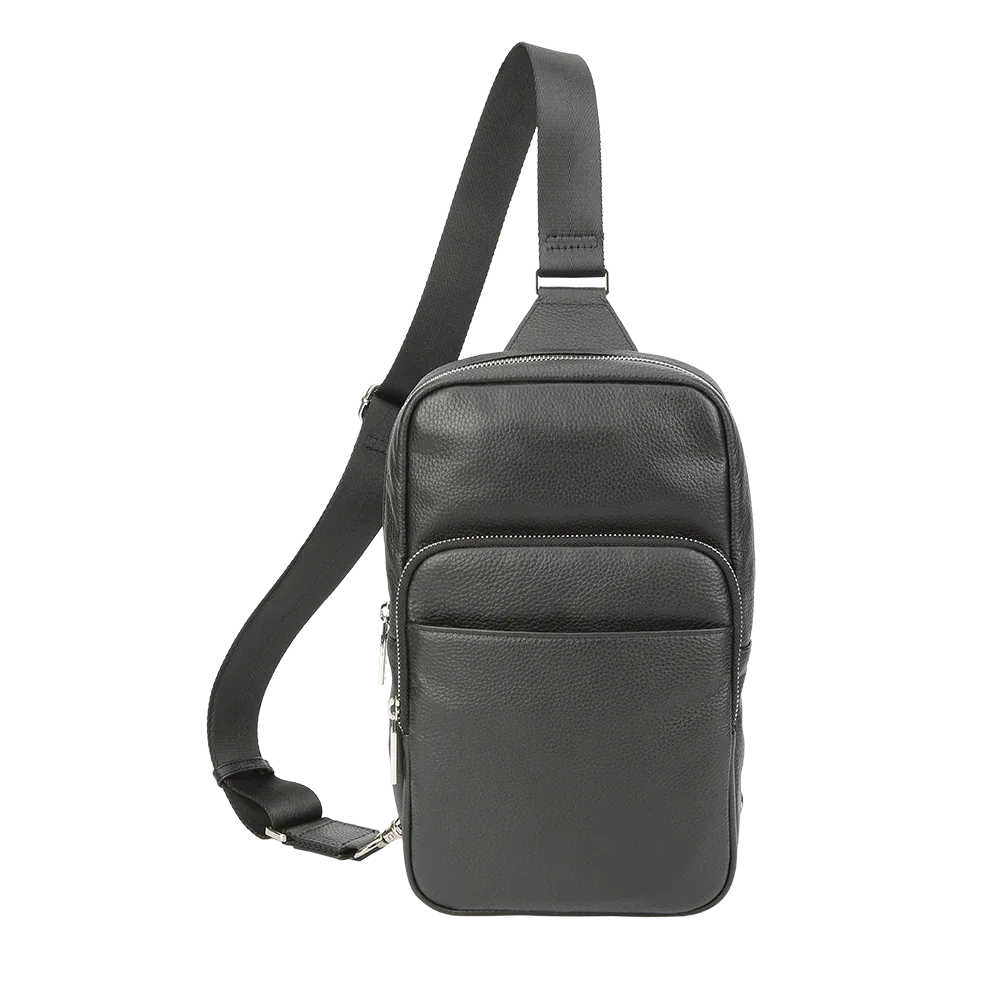 Black Full-Grain Leather Sling Bag