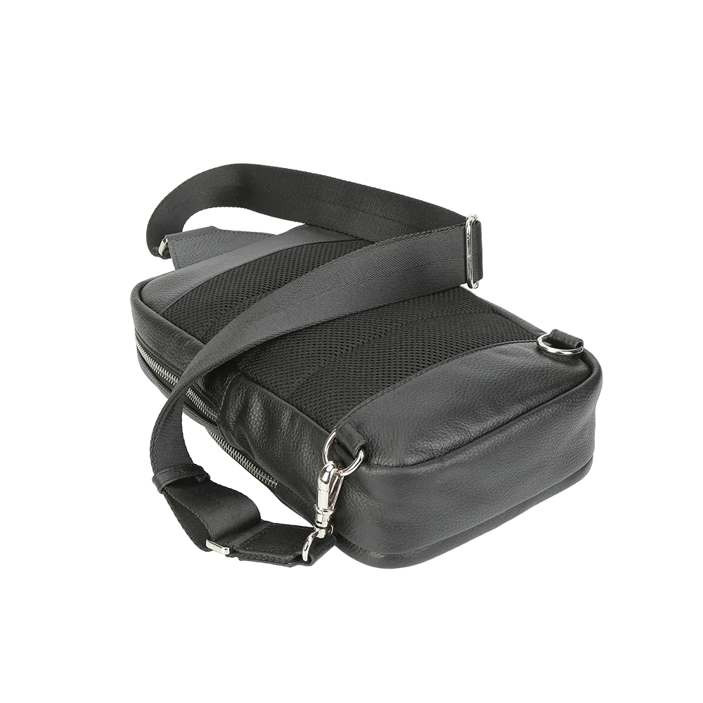 Black Full-Grain Leather Sling Bag