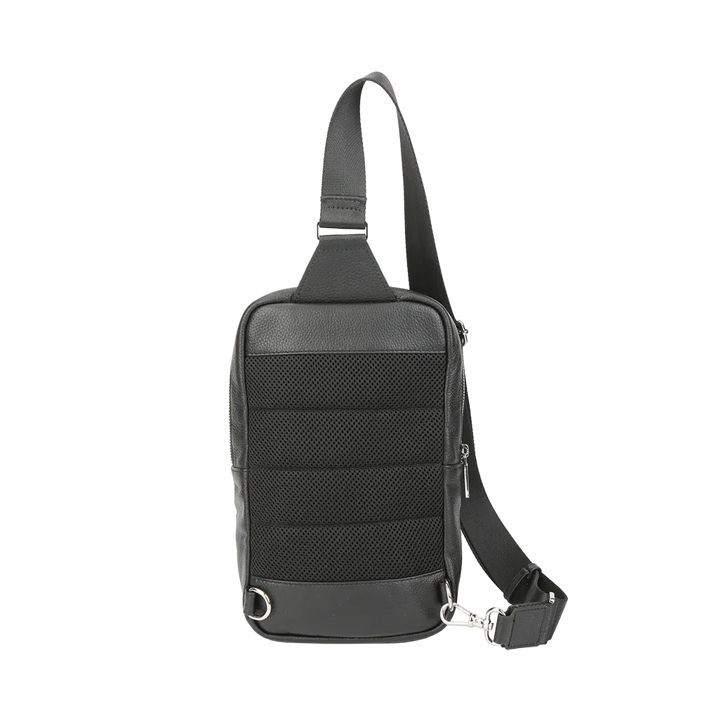 Black Full-Grain Leather Sling Bag
