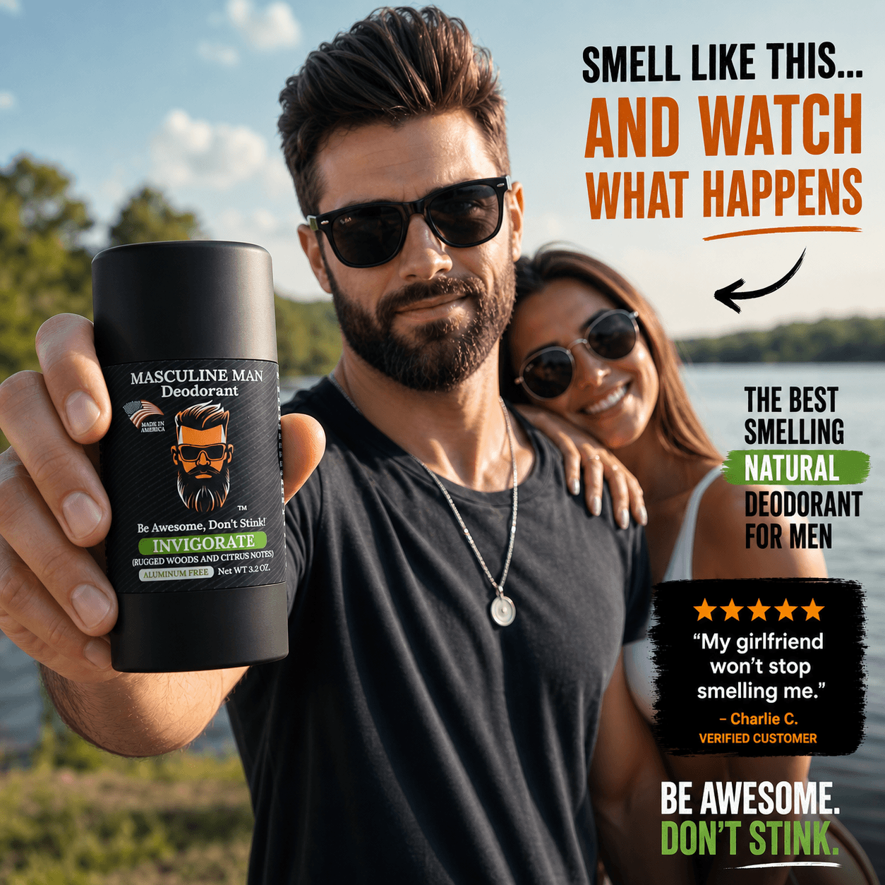 Masculine Man INVIGORATE Natural Deodorant – 2 Pack