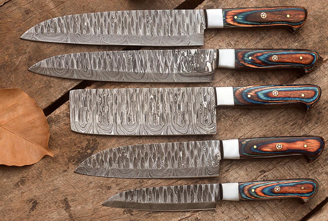 Handmade Damascus Steel Knife Set (8–13 Inch)