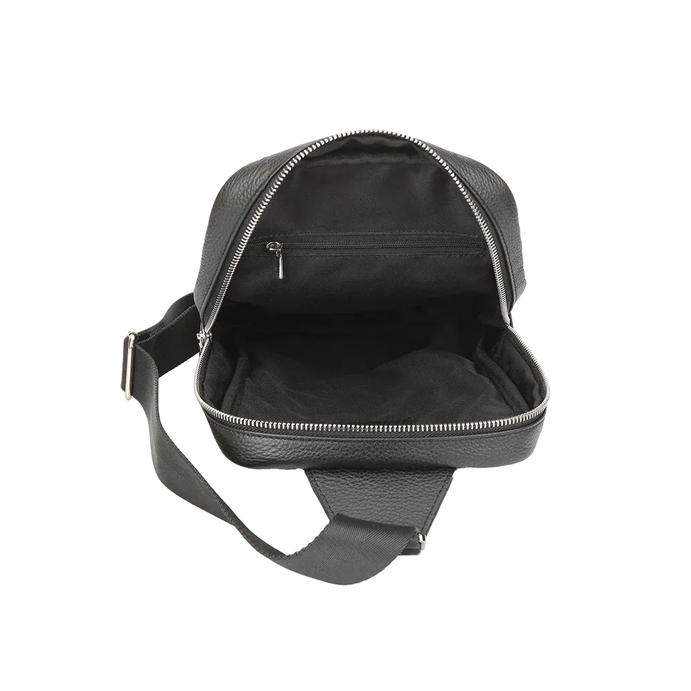 Black Full-Grain Leather Sling Bag