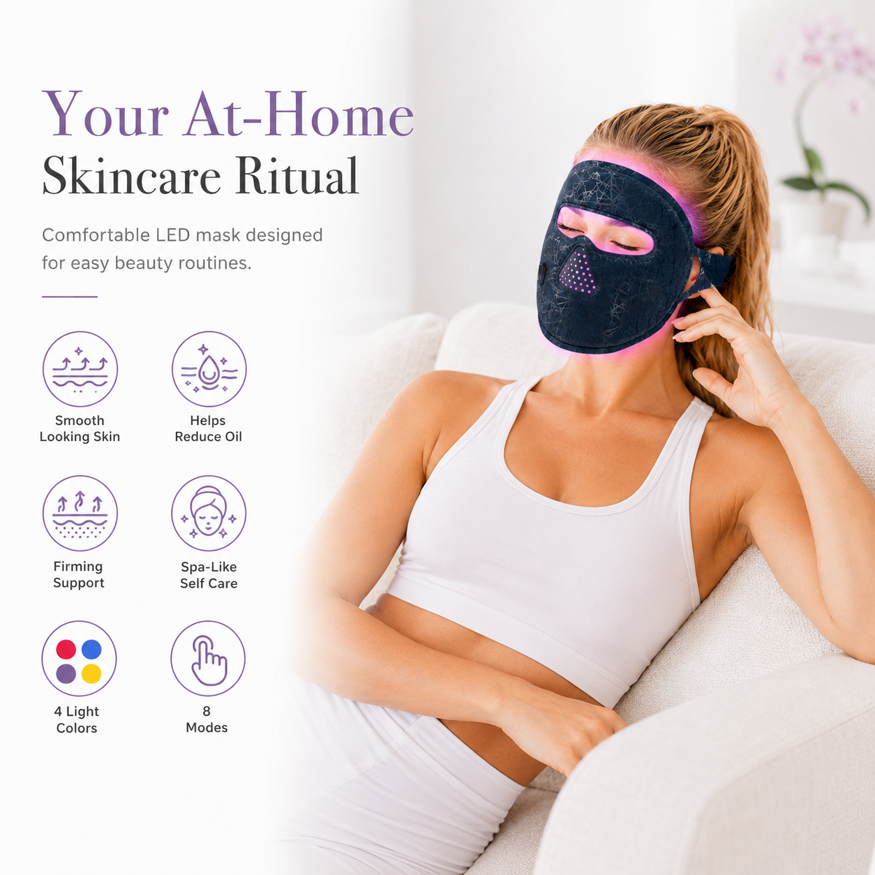 iReliev LED Red Light Therapy Face Mask