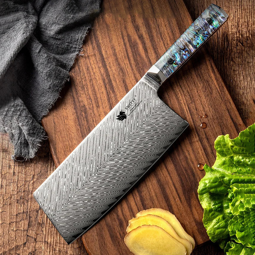 7.3-Inch Damascus Slicing Knife with Abalone Handle