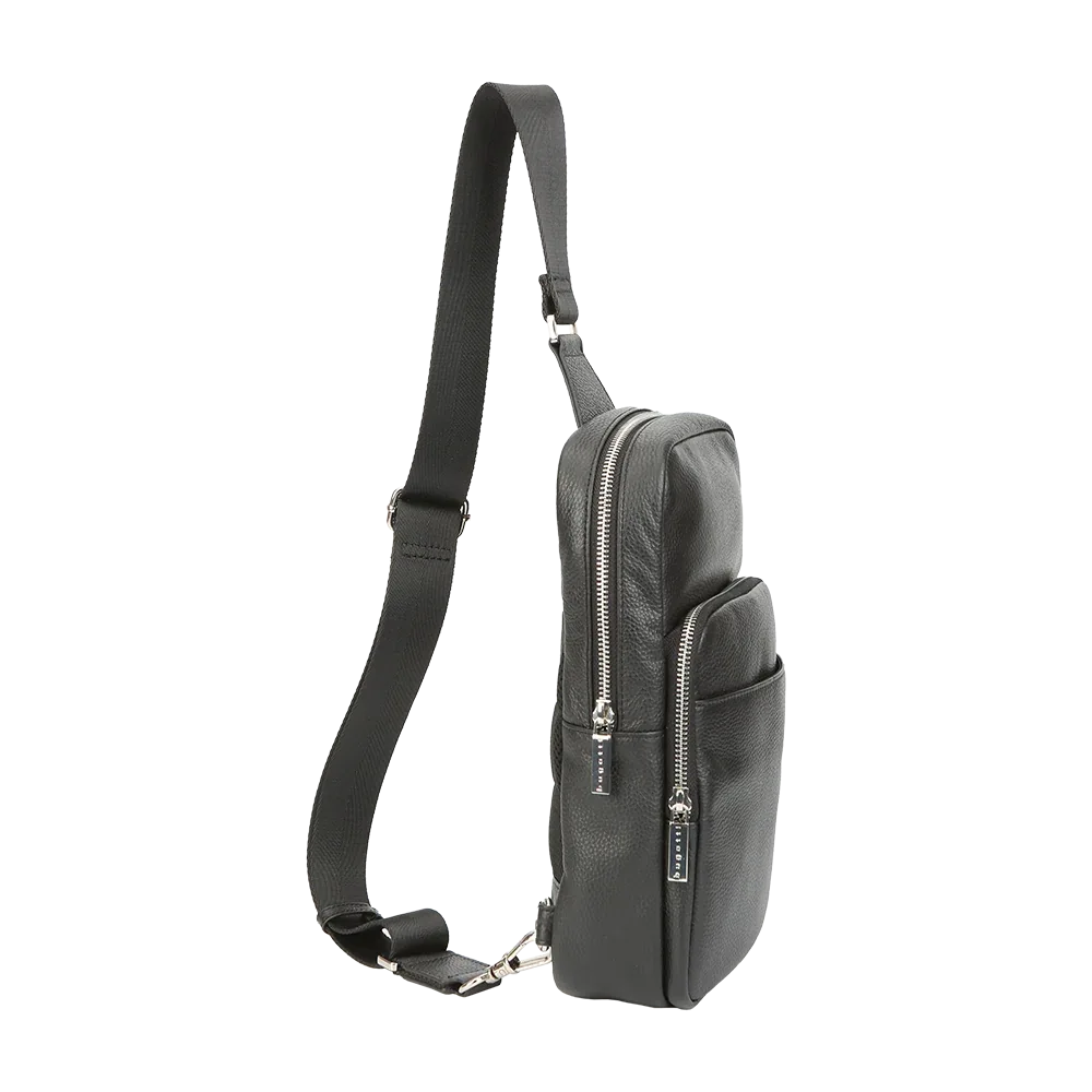 Black Full-Grain Leather Sling Bag