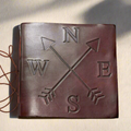 Compass 7x7 Leather Journal | Embossed Square Sketchbook & Diary